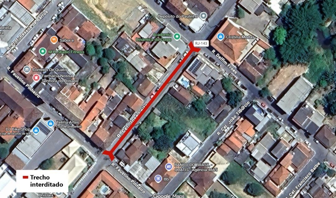 Rua Coronel José Leite terá interdição temporária nesta sexta-feira em Quatis