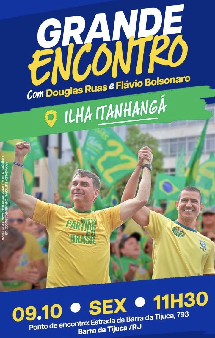 FLÁVIO BOLSONARO E DOUGLAS RUAS NESTA SEXTA FEIRA NO RIO DE JANEIRO